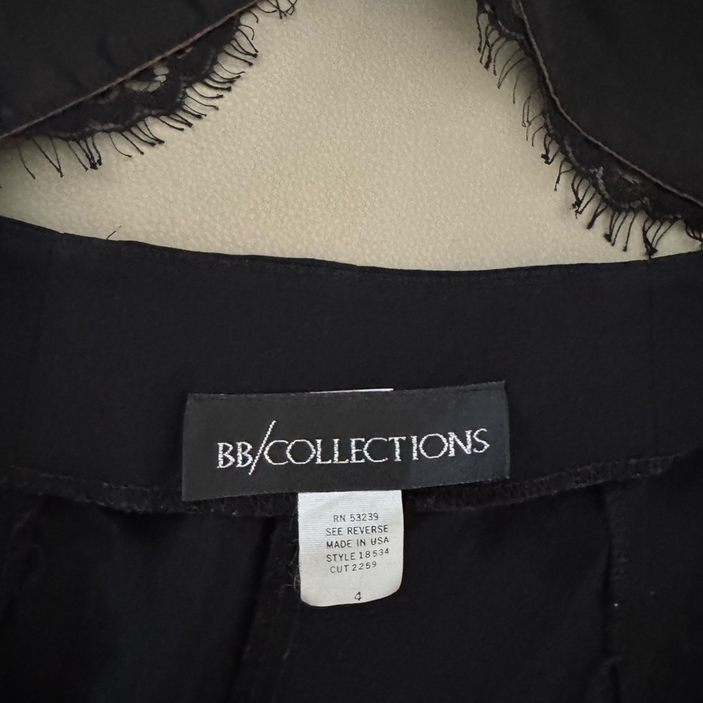 BB Collections Elegant Black Lace Dress with Satin Bow - Picture 6 of 6